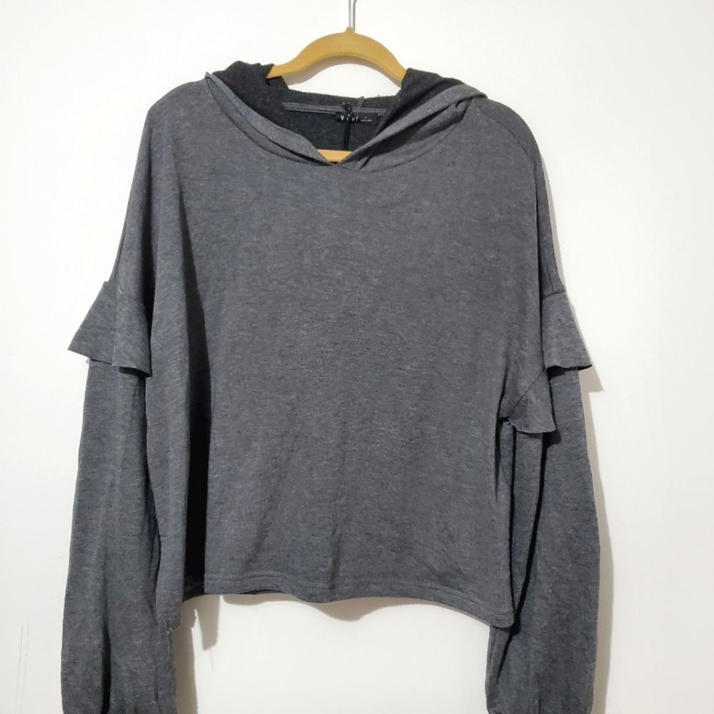 Very J Ruffle Sleeve Crop Hoodie